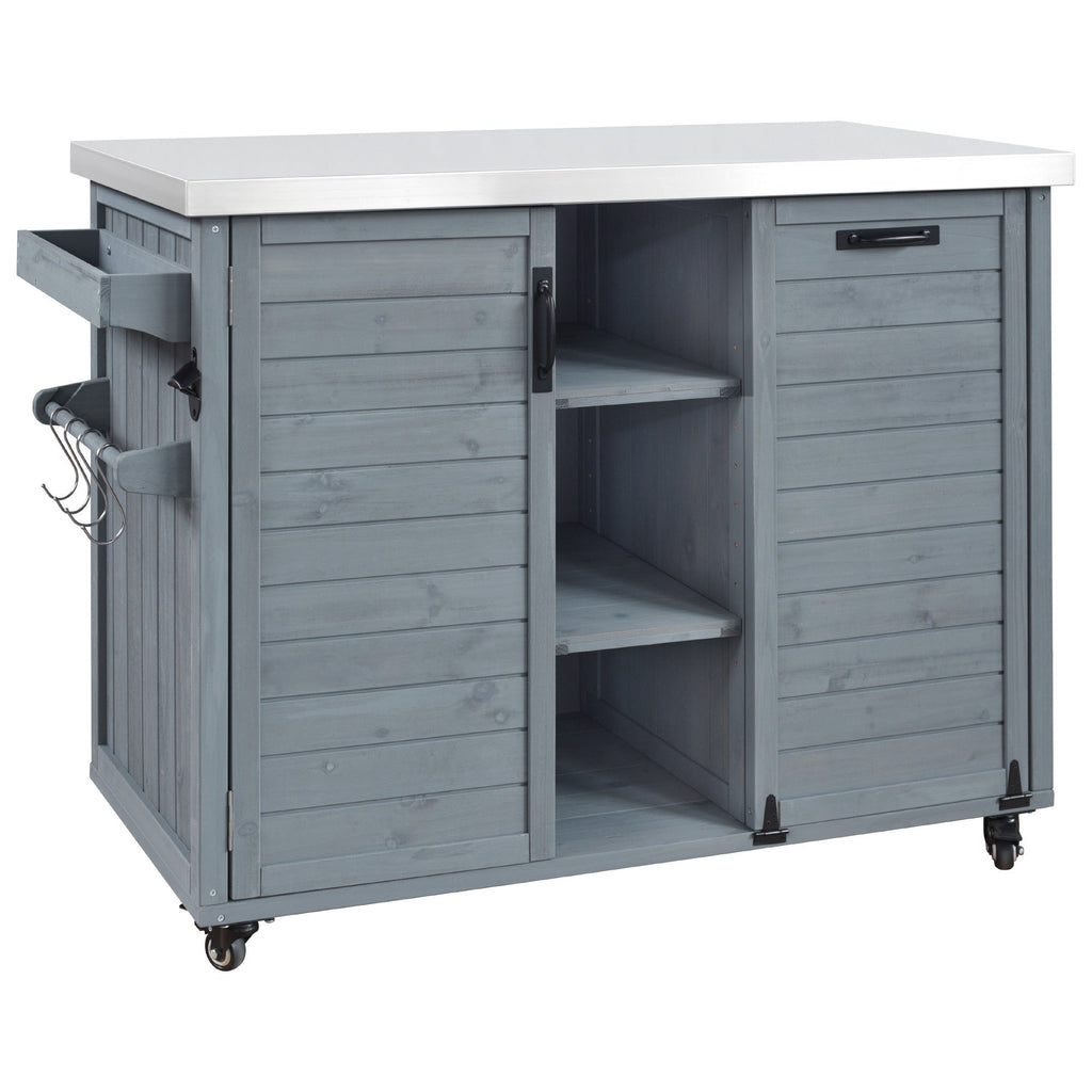 K&K 78.3' Outdoor Kitchen Island with Foldable Grill Table