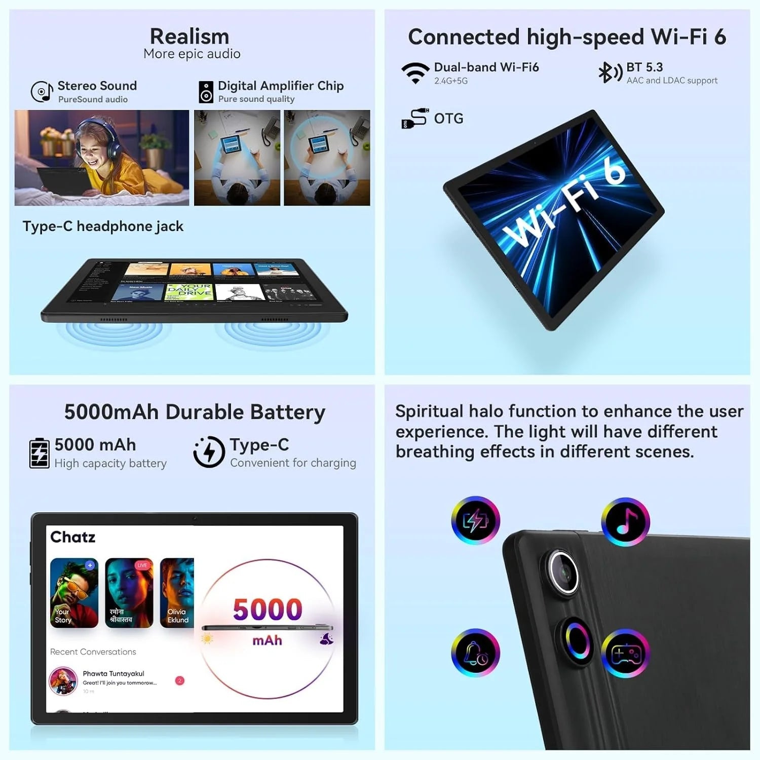 Android 14 Tablet with Rechargeable Stereo Speaker Audio Base, 10 Inch Tablet with HD IPS Touch Screen, Otca-Core, 14GB RAM 64GB ROM 1T Expand, Wi-Fi 6, BT 5.3, Dual Camera, Google Tablet