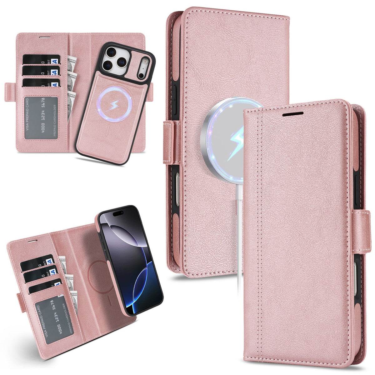 Wireless Charging Magnetic Leather Phone Case