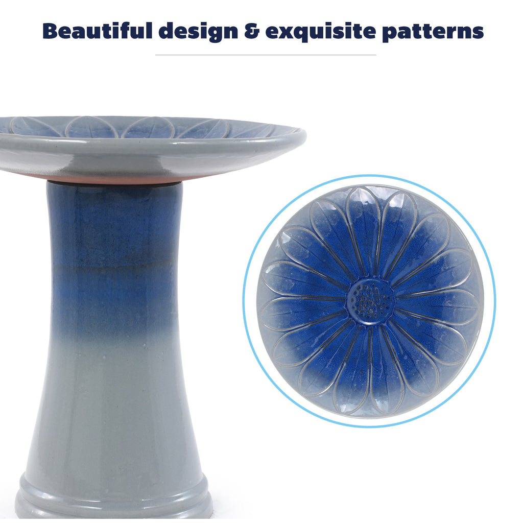 Handmade Glazed Ceramic Bird Bath