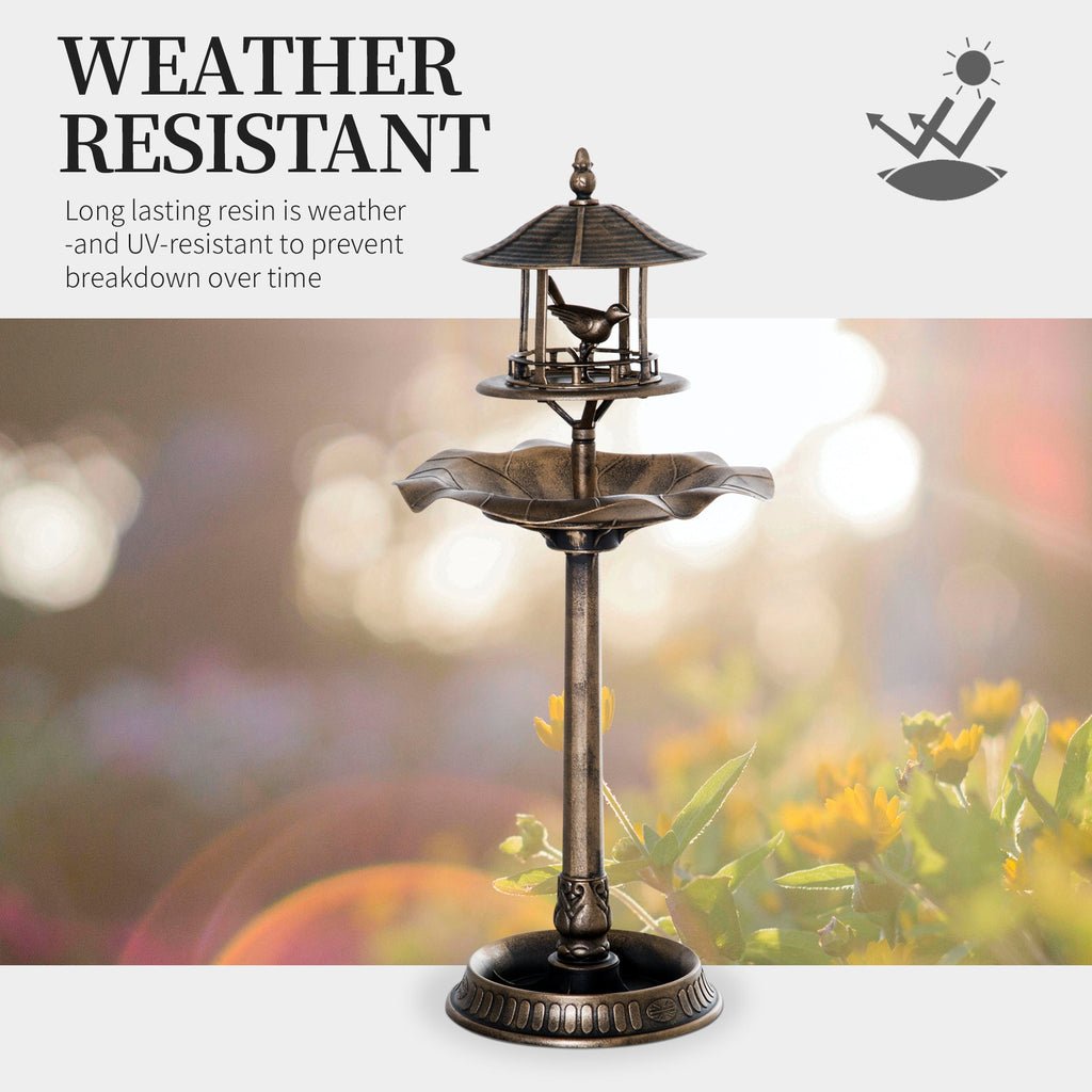 Outsunny 3-in-1 Garden Bird Bath Bowl Pedestal with Feeder