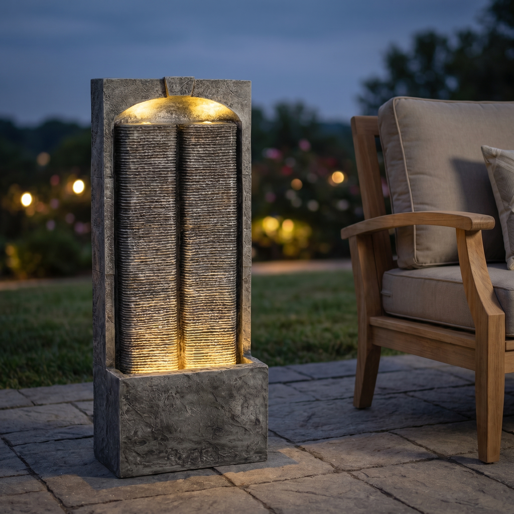 Outdoor Water Fountain Cascading LED Lights 39' H
