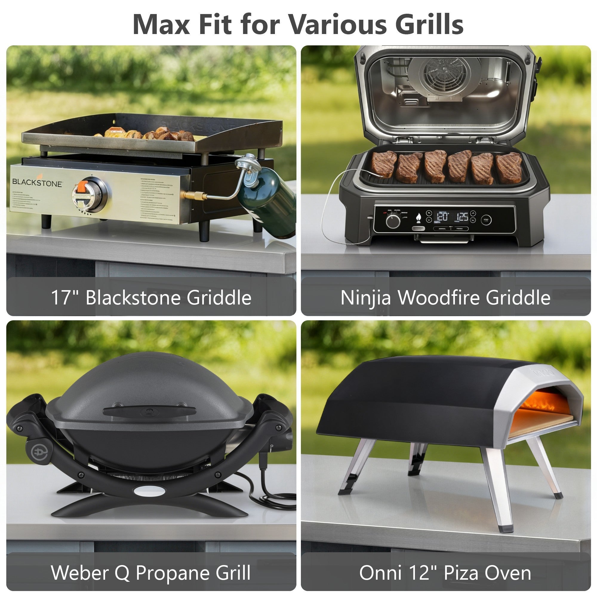 K&K 78.3' Outdoor Kitchen Island with Foldable Grill Table
