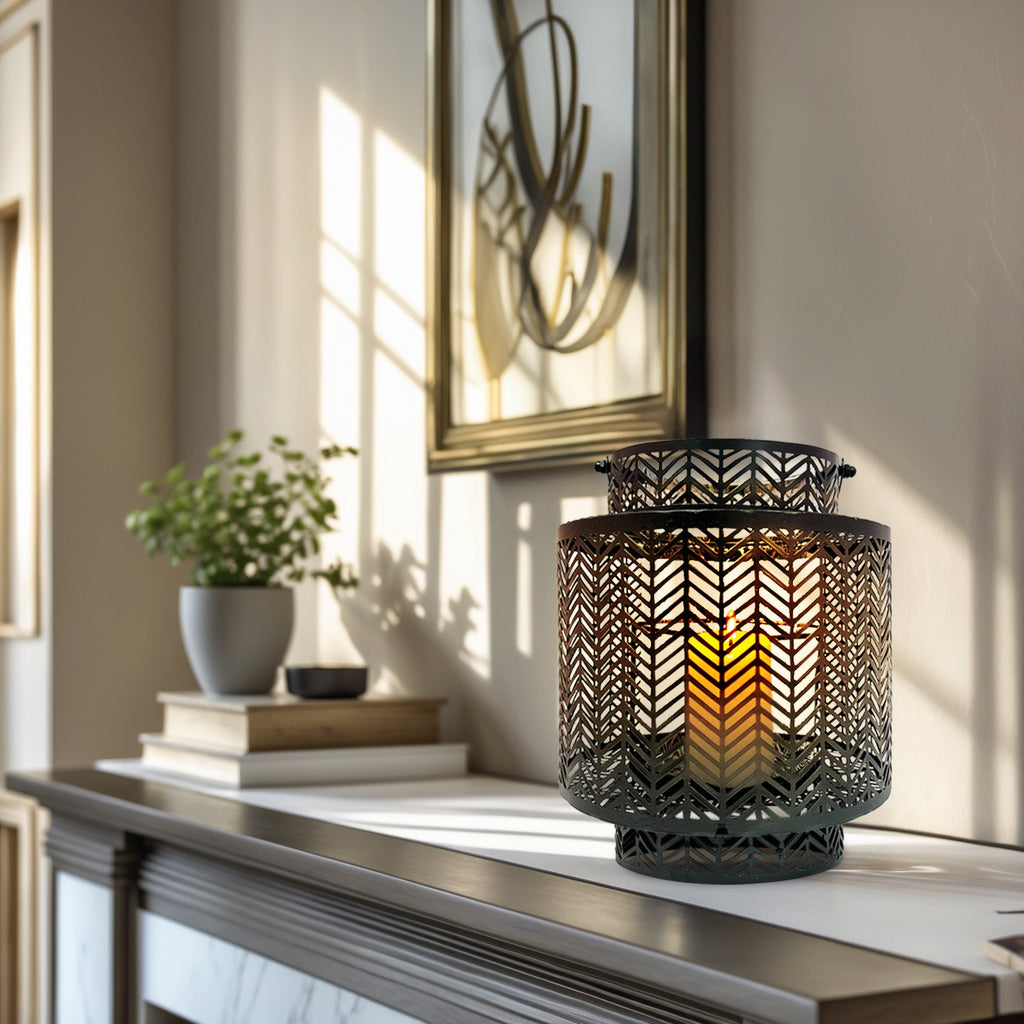 Black Hanging Candle Holder Lantern