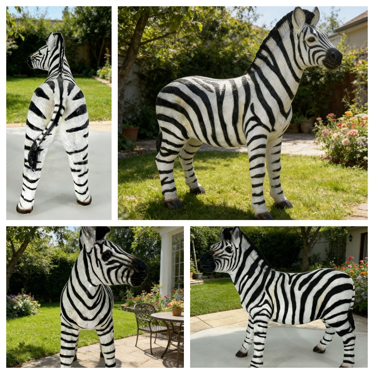 18.31" H x 19.49" L Simulated Zebra Garden Statue