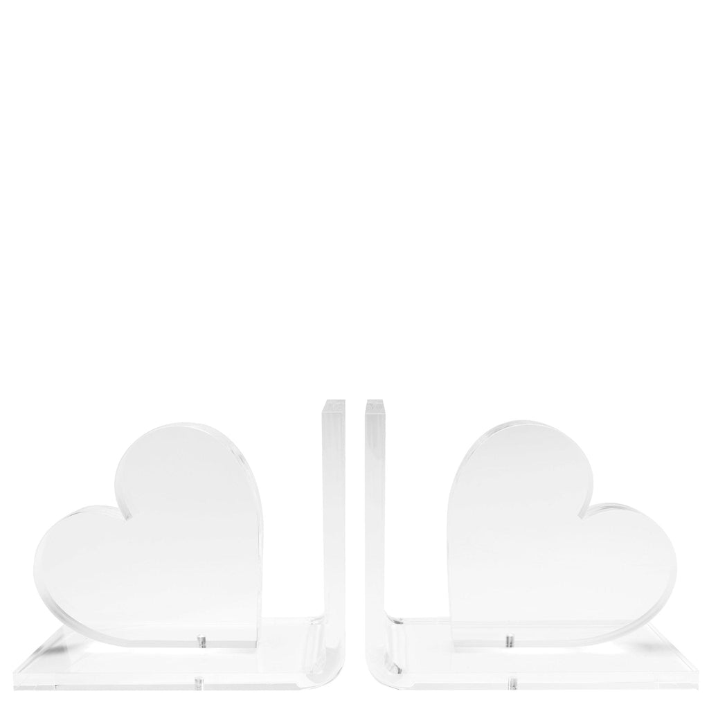 Clear Heart Acrylic Bookends