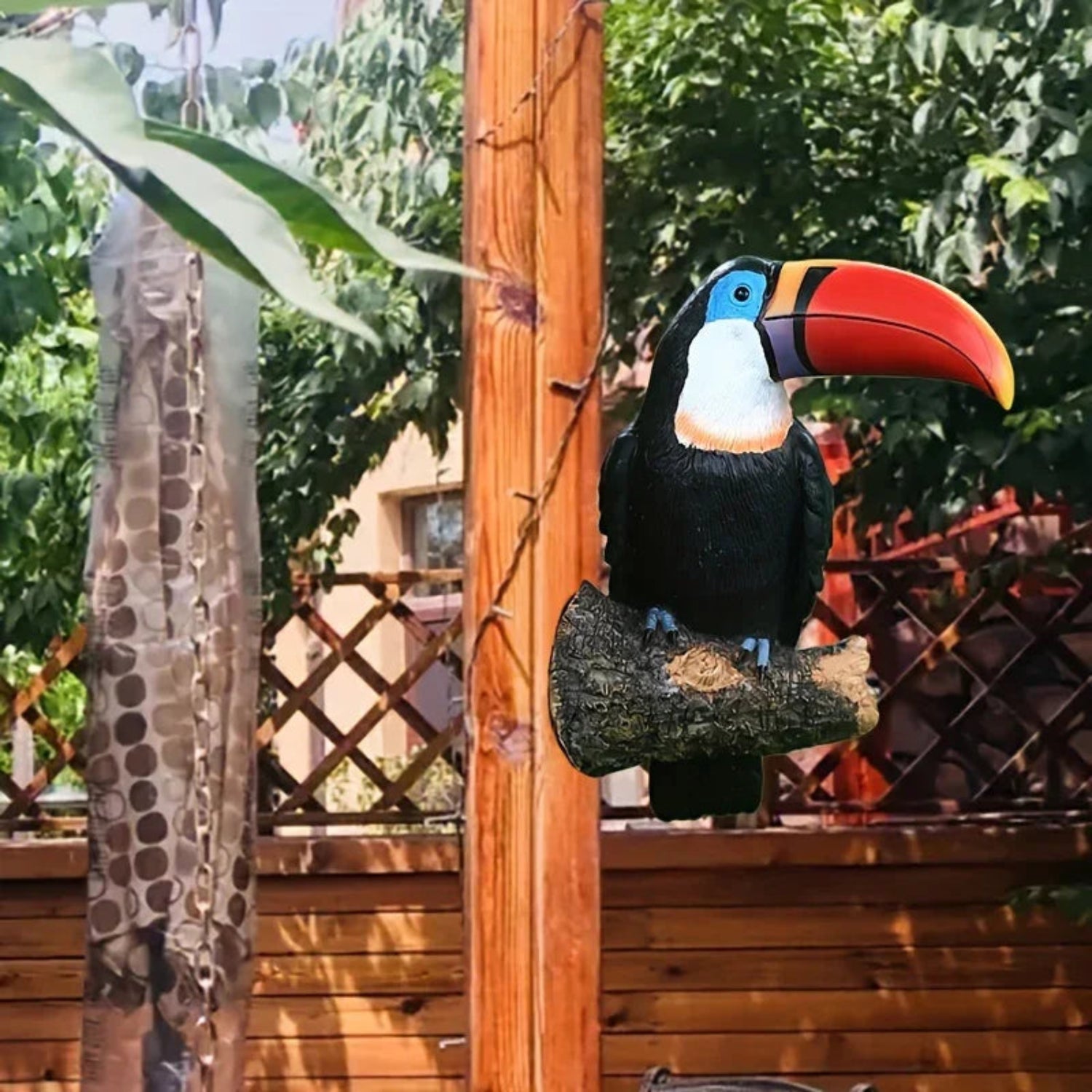 Colorful Ceramic Toucan Garden Statue Tropical Tree Decor