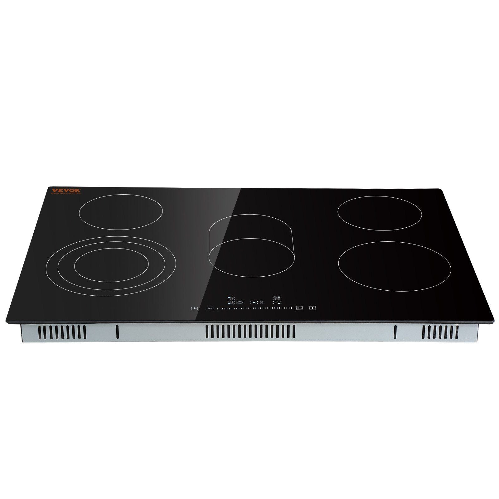 Built in Electric Stove Top, 30.3 x 20.5 inch 5 Burners, 240V Glass Radiant Cooktop with Sensor Touch Control, Timer & Child Lock Included, 9 Power Levels for Simmer Steam Slow Cook Fry