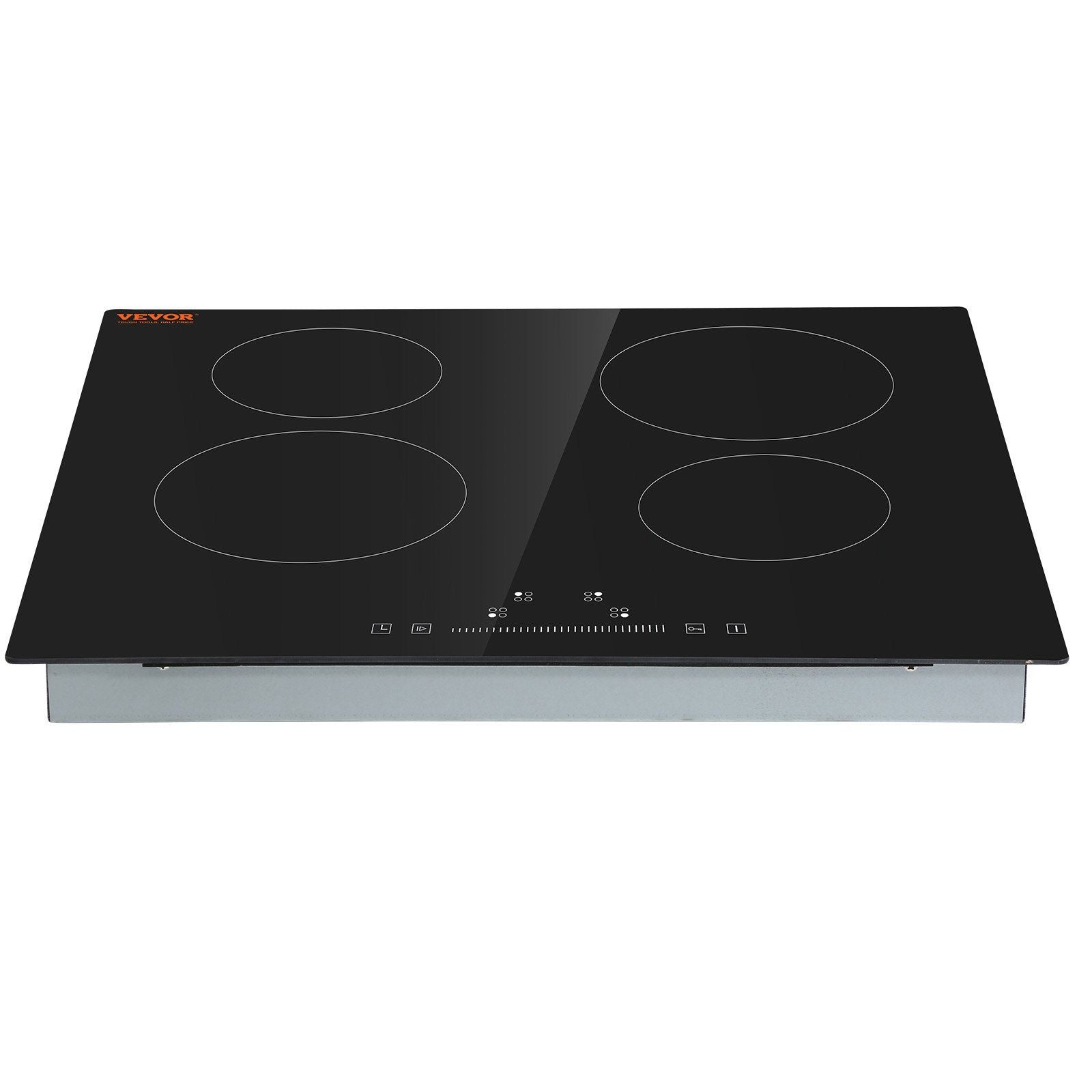 Built in Electric Stove Top, 23.2 x 20.5 inch 4 Burners, 240V Glass Radiant Cooktop with Sensor Touch Control, Timer & Child Lock Included, 9 Power Levels for Simmer Steam Slow Cook Fry