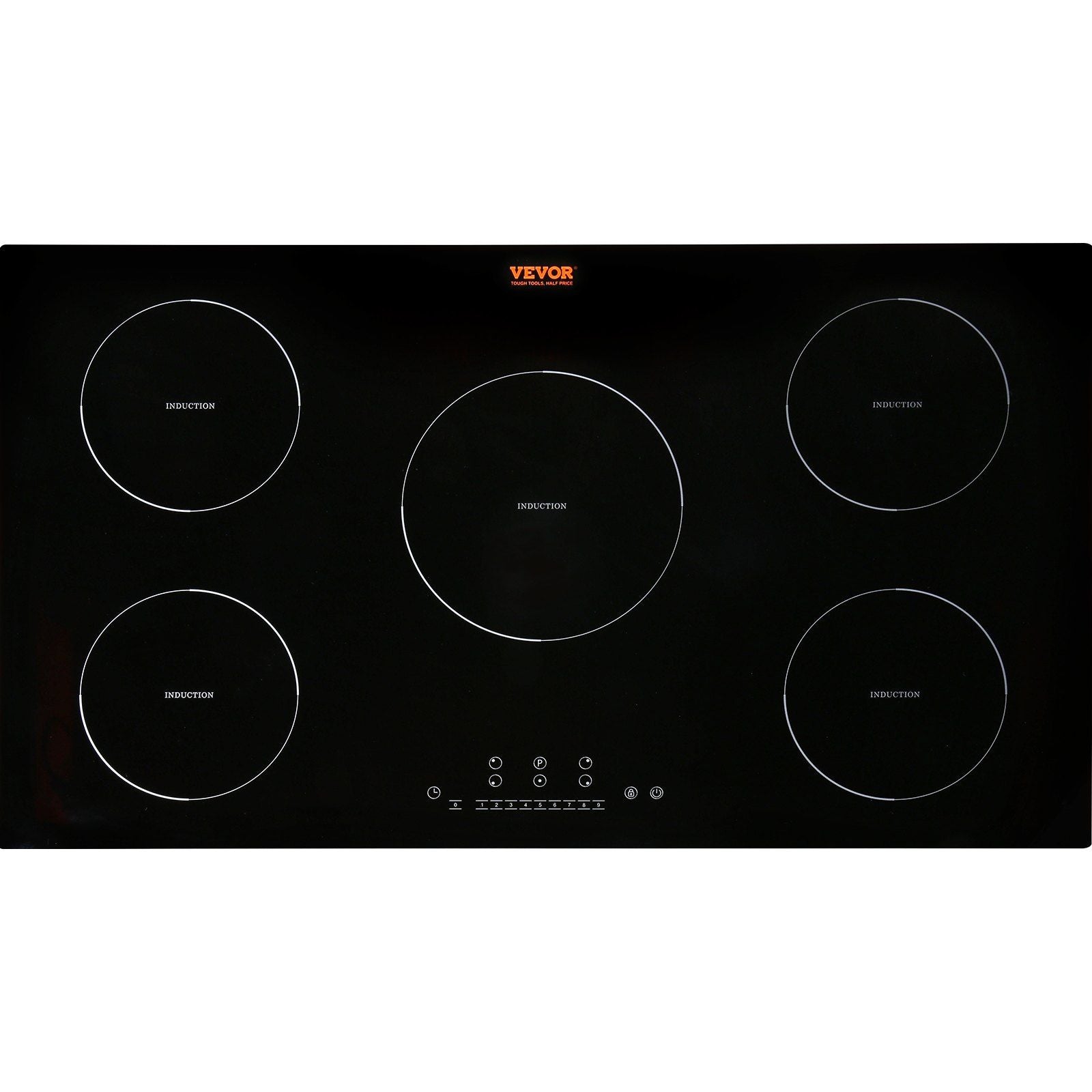 Electric Cooktop, 5 Burners, 36'' Induction Stove Top, Built-in Magnetic Cooktop 9200W, 9 Heating Level Multifunctional Burner, LED Touch Screen w/ Child Lock & Over-Temperature Protection