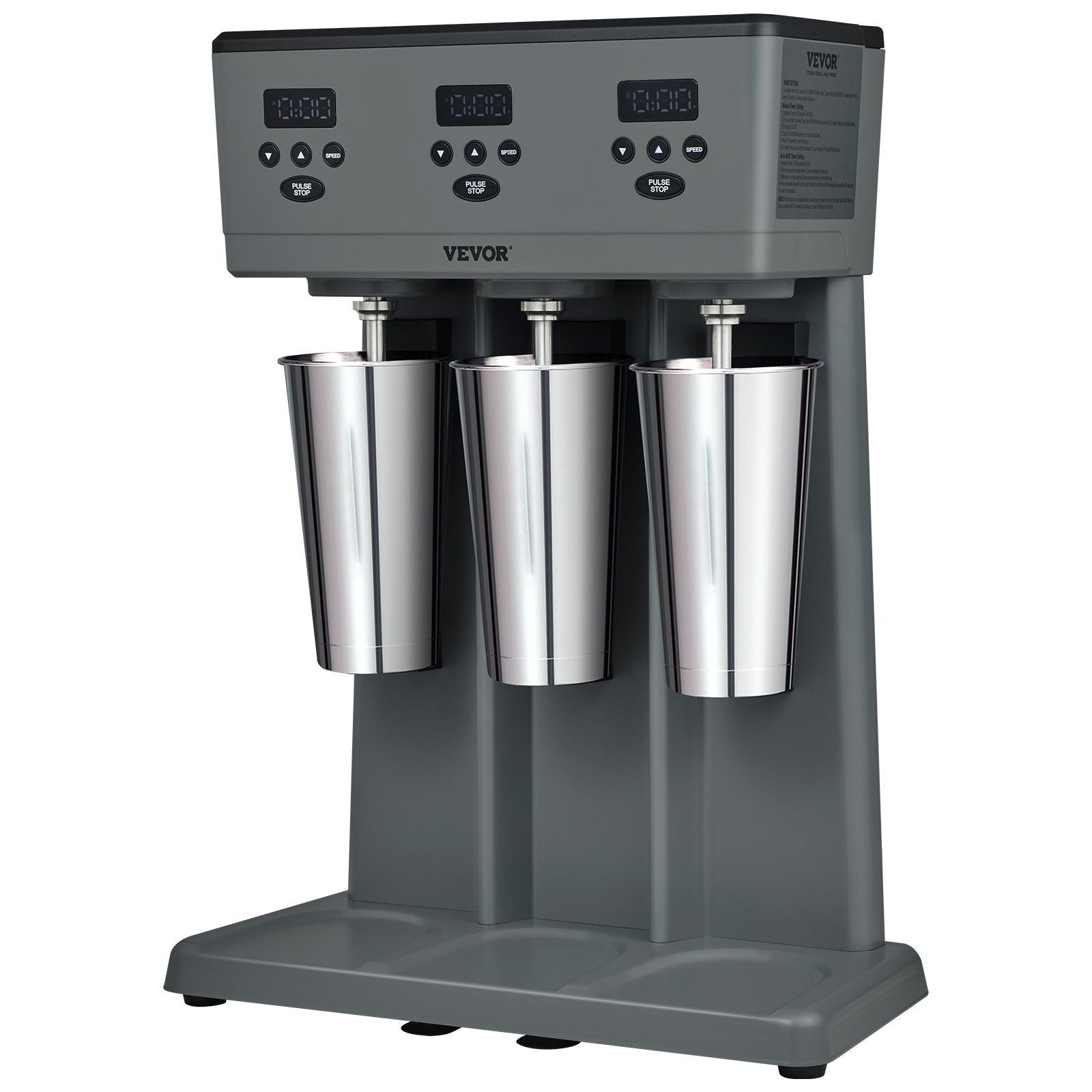 Milkshake Maker, 375W x 3 Electric Milkshake Machine, Commercial Triple Heads Drink Mixer Blender, LED Intelligent Microswitch, 3-Speed Milkshake Mixer with 3 x 820 ml Stainless Steel Cups