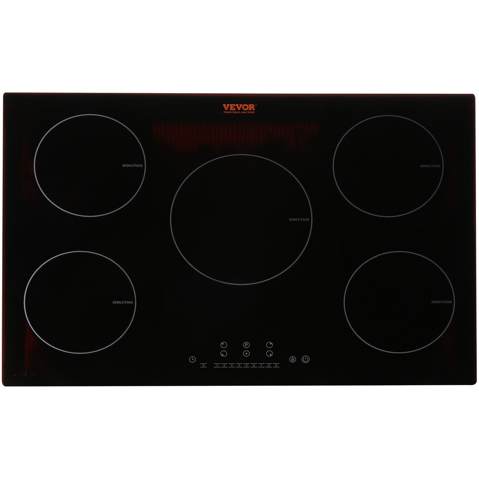 Electric Cooktop, 5 Burners, 30'' Induction Stove Top, Built-in Magnetic Cooktop 9200W, 9 Heating Level Multifunctional Burner, LED Touch Screen w/ Child Lock & Over-Temperature Protection