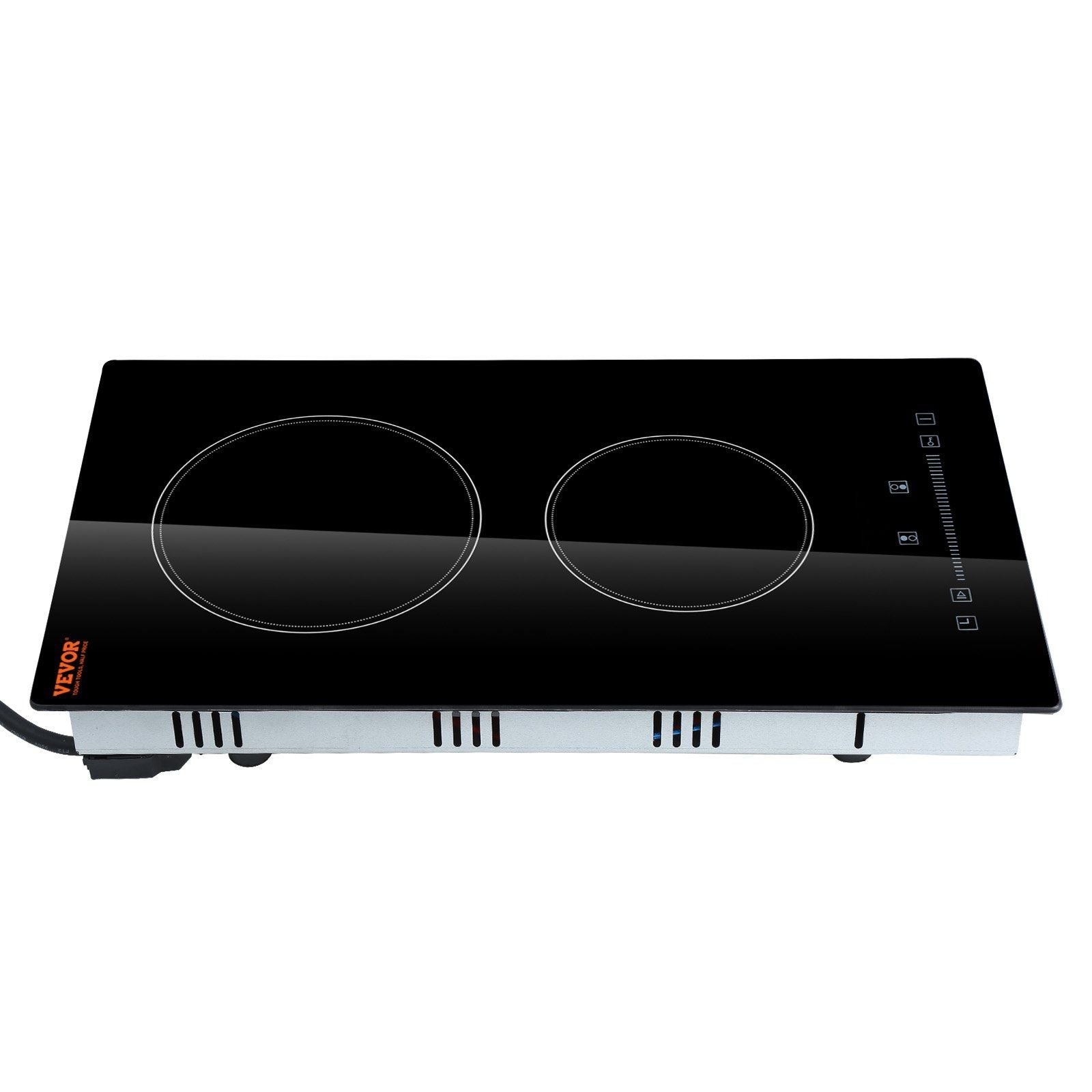 Built in Electric Stove Top, 20 x 11.6 inch 2 Burners, 110V Glass Radiant Cooktop with Sensor Touch Control, Timer & Child Lock Included, 9 Power Levels for Simmer Steam Slow Cook Fry