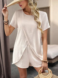 High-Low Round Neck Top and Shorts Set