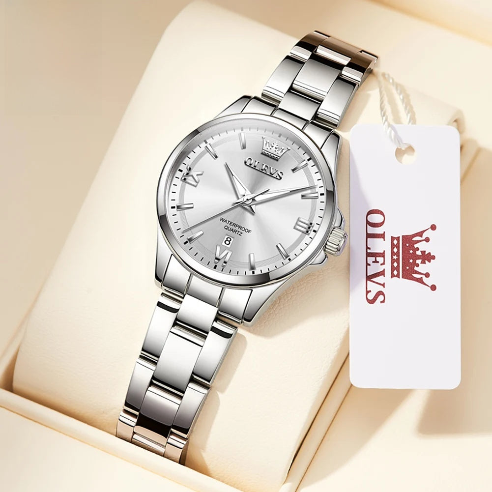 Women's Stainless Steel Watch Lavender Dial Calendar