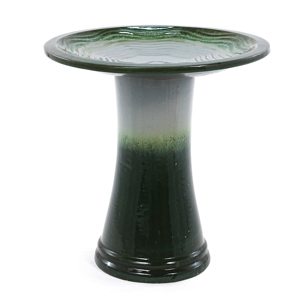 17" Ceramic Bird Bath for Outside, Elegant Tall Outdoor Bird Bath