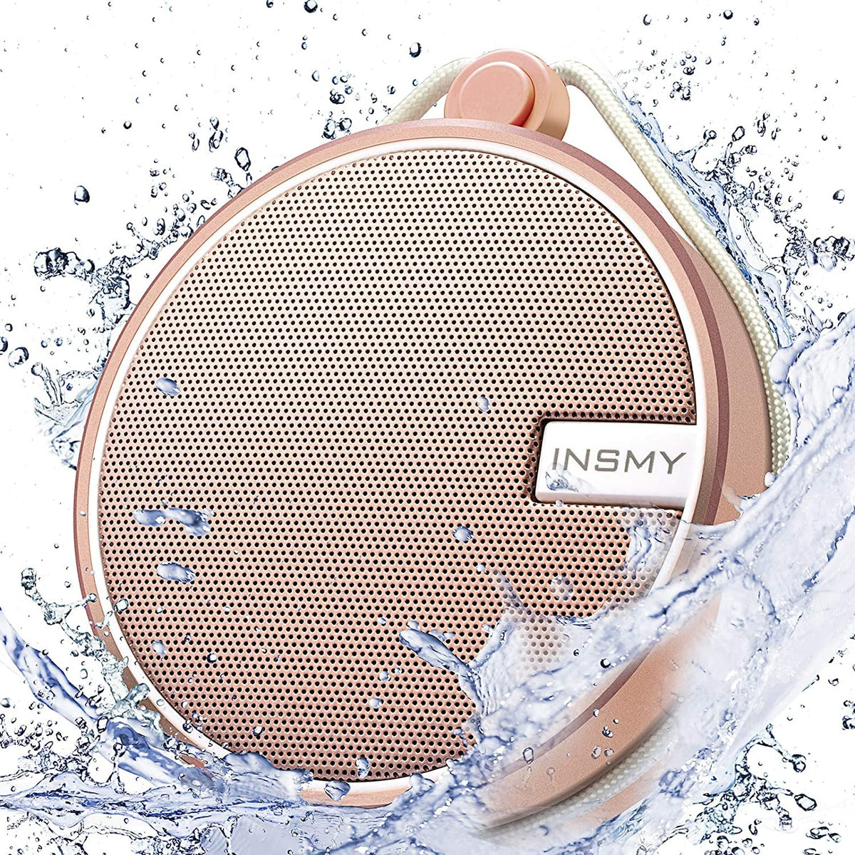 INSMY C12 IPX7 Waterproof Shower Bluetooth Speaker, Portable Small Speaker, Speakers Bluetooth Wireless Loud Clear Sound Support TF Card Suction Cup for Kayak Canoe Beach Gift (Black)