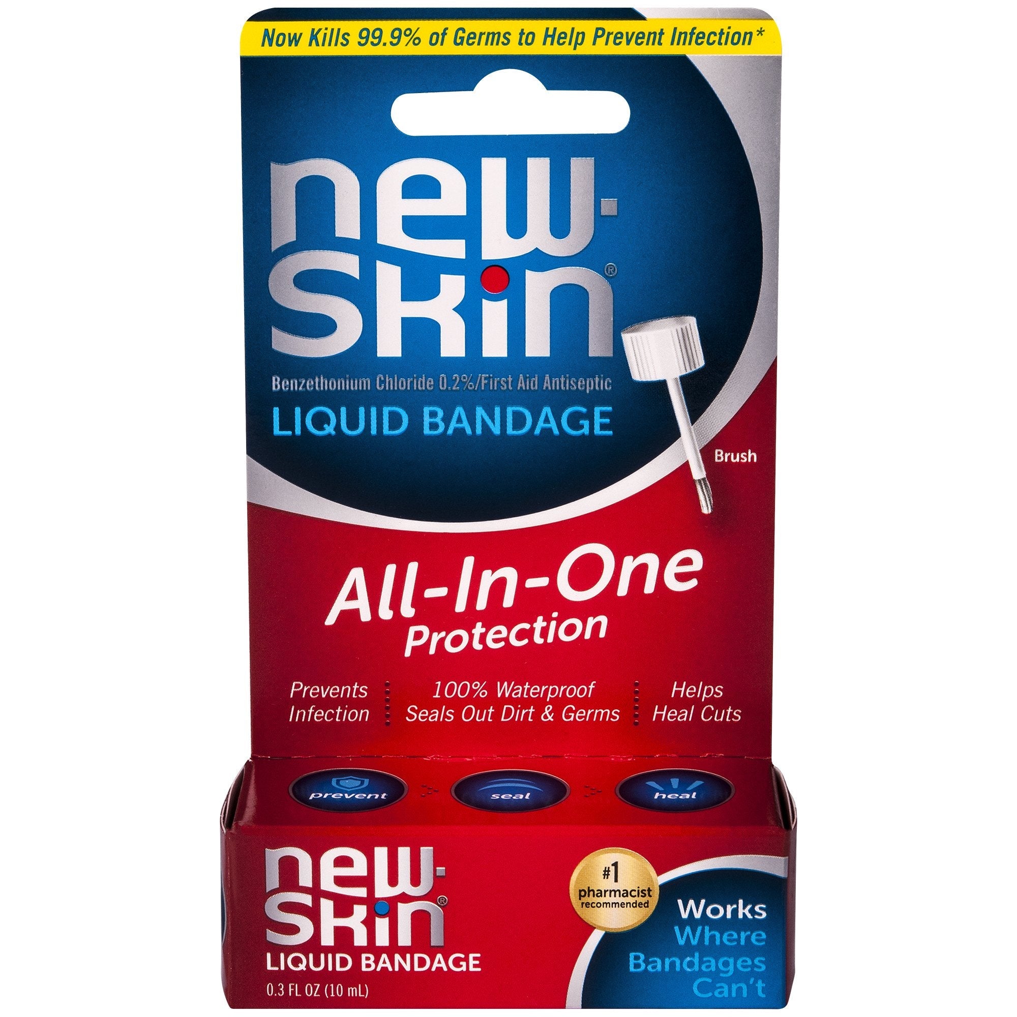 new-skin® Benzethonium Chloride 0.2% First Aid Antiseptic Liquid Bandage, 10 mL 85140900700
