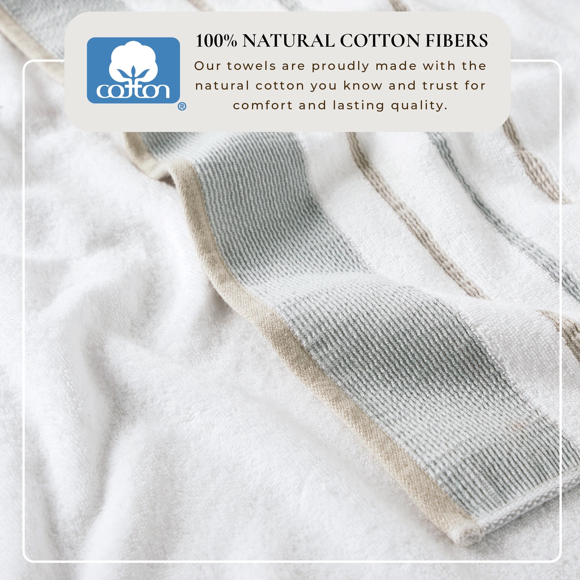Decorative Cotton Stripe Bath Towel Set - Noelle Collection