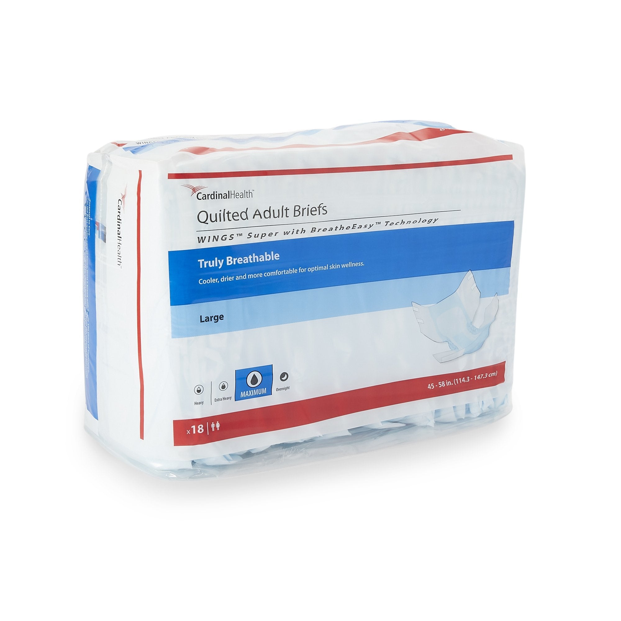 Wings™ Super Quilted Maximum Absorbency Incontinence Brief, Large 87084A