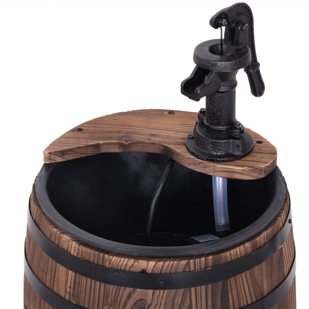 2-Tier Wooden Water Pump Fountain with Flower Box Base Durable Design for Garden Decor