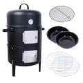 17 Inch Steel Charcoal Smoker Heavy Duty Round BBQ Grill Black