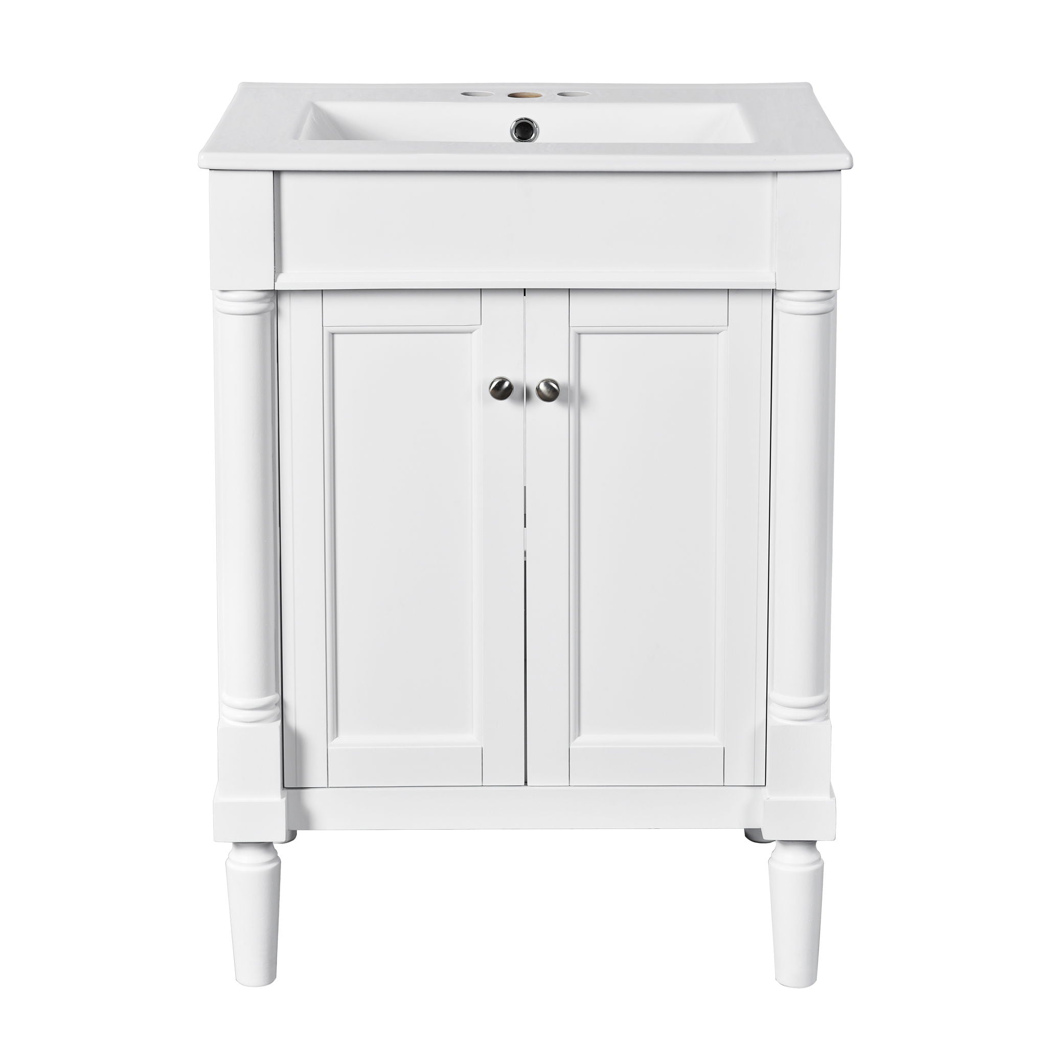 Bathroom Vanity With Top Sink, 2 Tier Storage Cabinet