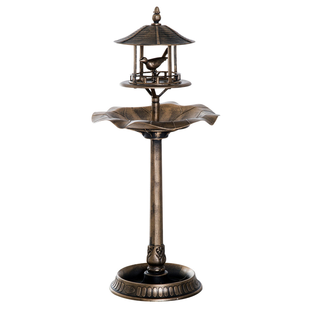 Outsunny 3-in-1 Garden Bird Bath Bowl Pedestal with Feeder