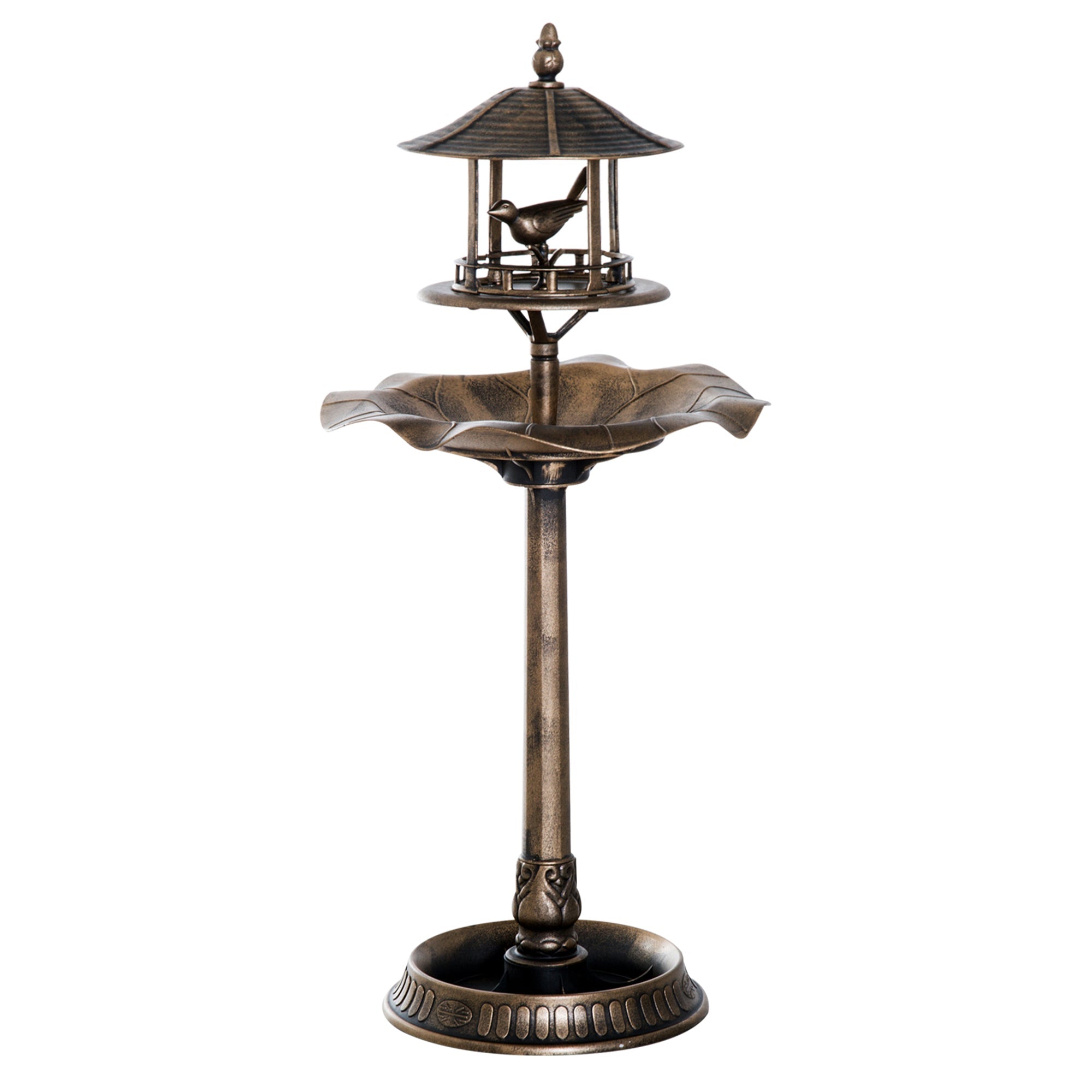Outsunny 3-in-1 Garden Bird Bath Bowl Pedestal with Feeder