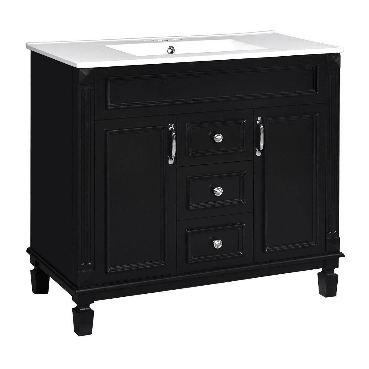 Bathroom Vanity With Top Sink and Soft-Closing Storage