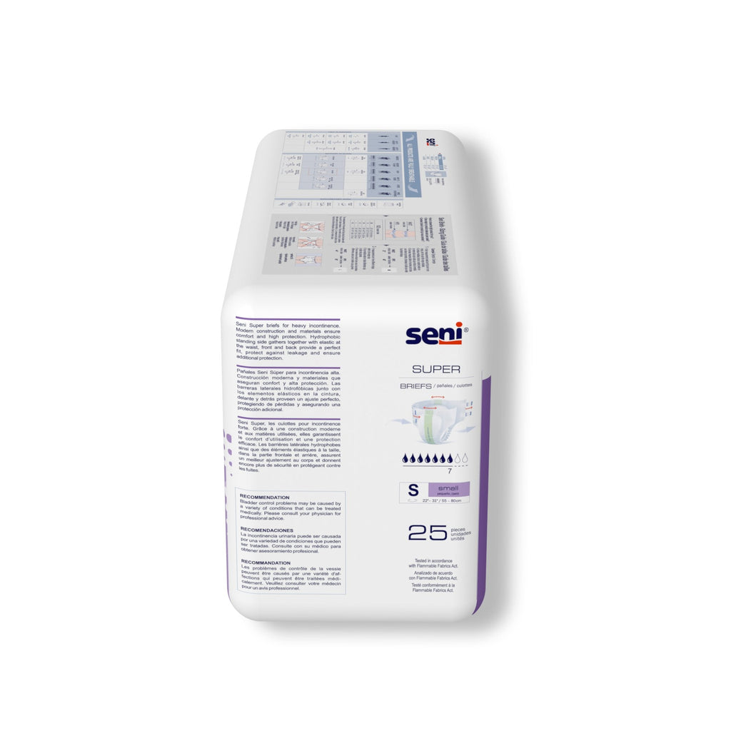 Seni® Super Heavy Absorbency Incontinence Brief, Small S-SM25-BS1