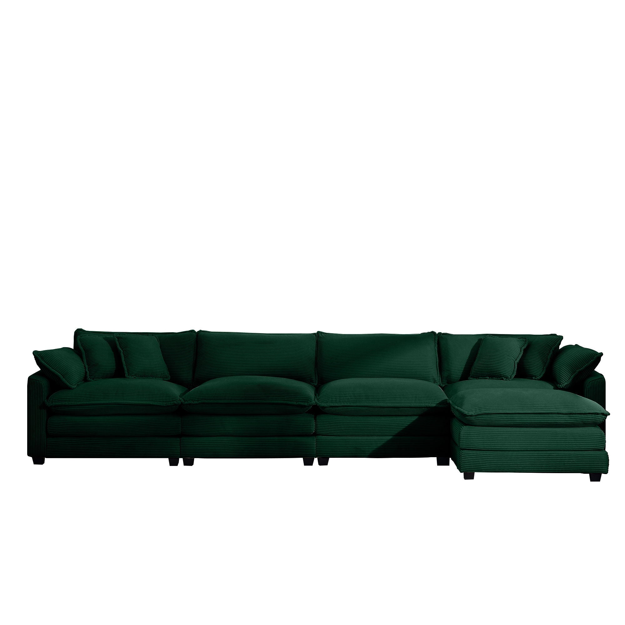 Modern Oversized Modular Cushion Sofa With Ottoman, Low Back, Deep Seating Sofa Set