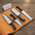 4-Piece Damascus Steel Kitchen Knife Set — Chef, Santoku, Cleaver & Utility