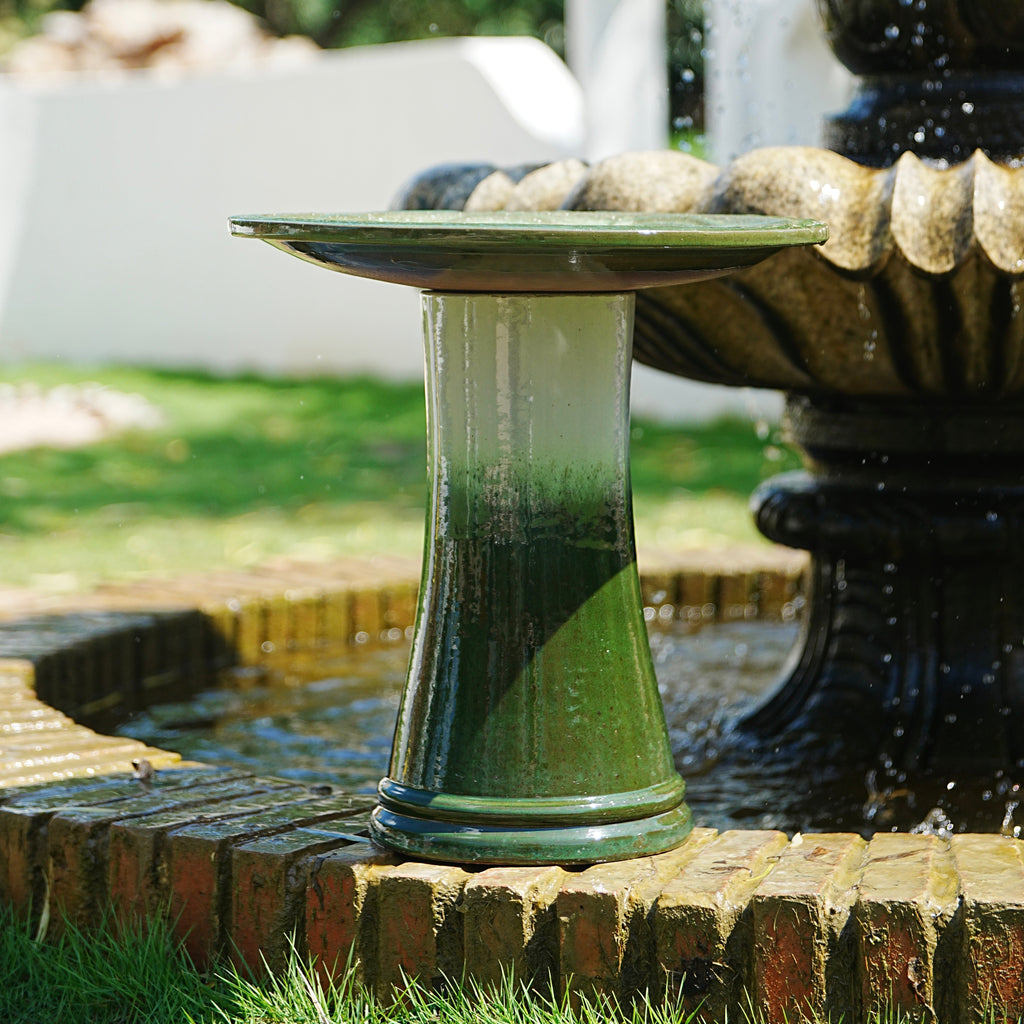17" Ceramic Bird Bath for Outside, Elegant Tall Outdoor Bird Bath
