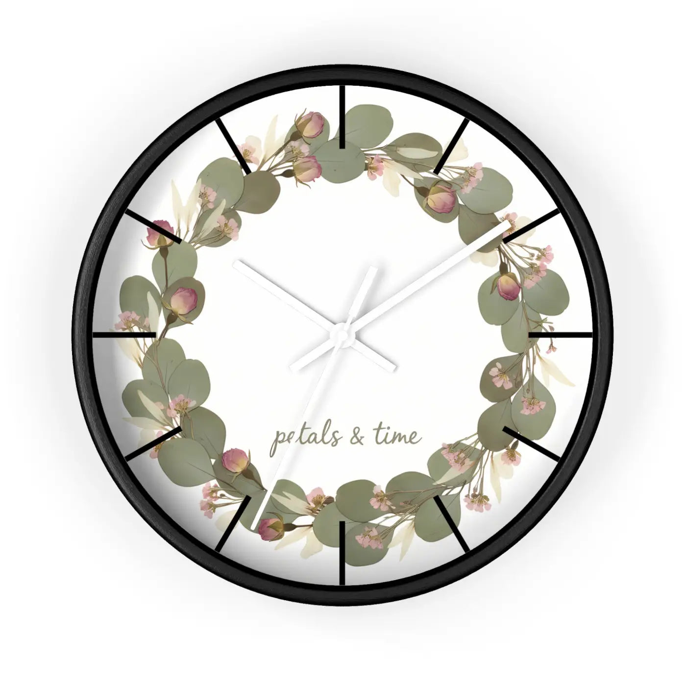 Eucalyptus Wreath Wall Clock – Whisper Quiet - Dipaliz