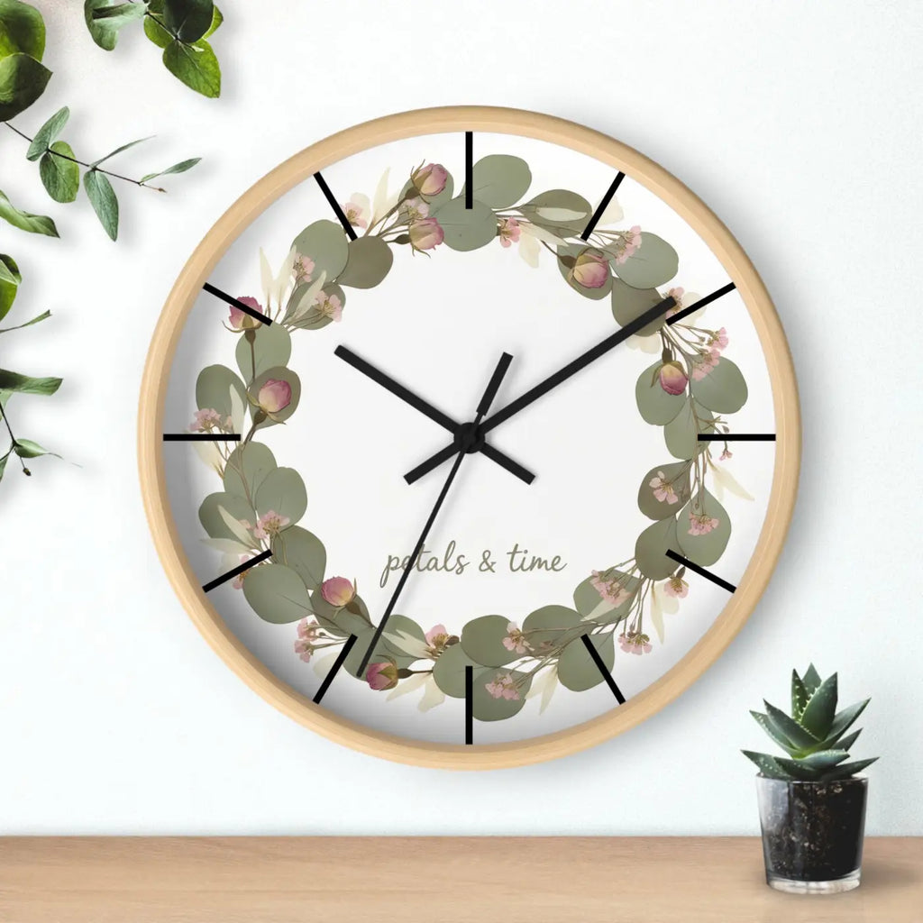 Eucalyptus Wreath Wall Clock – Whisper Quiet - Dipaliz