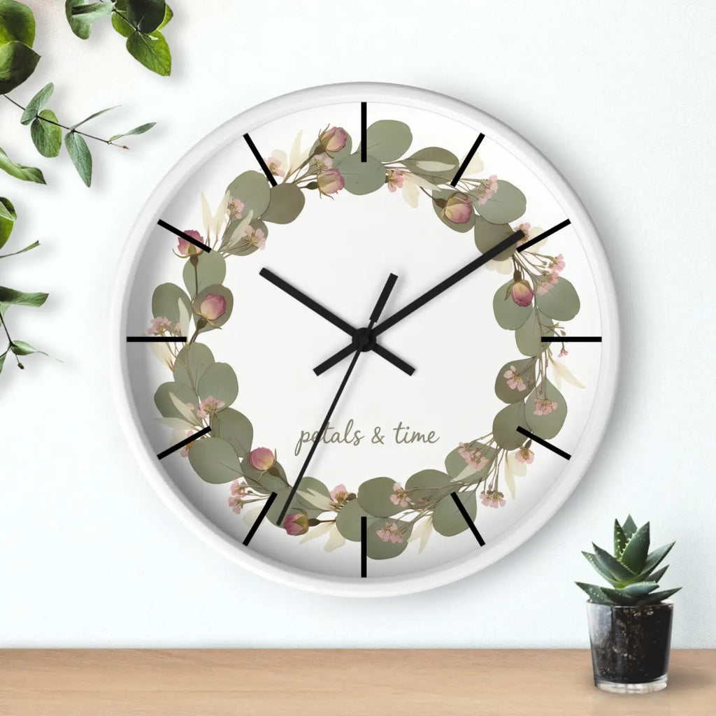 Eucalyptus Wreath Wall Clock – Whisper Quiet - Dipaliz