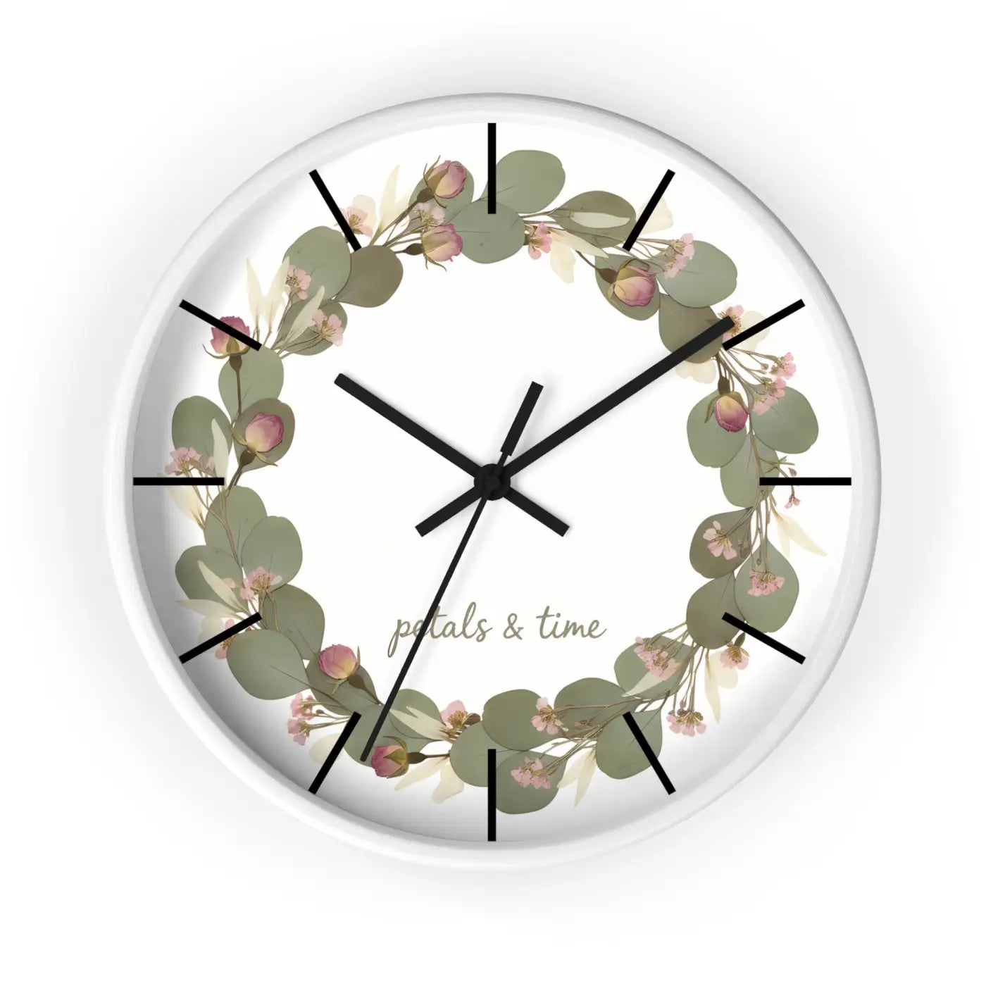 Eucalyptus Wreath Wall Clock – Whisper Quiet - Dipaliz