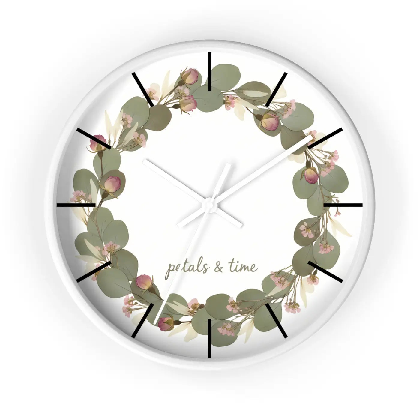 Eucalyptus Wreath Wall Clock – Whisper Quiet - Dipaliz