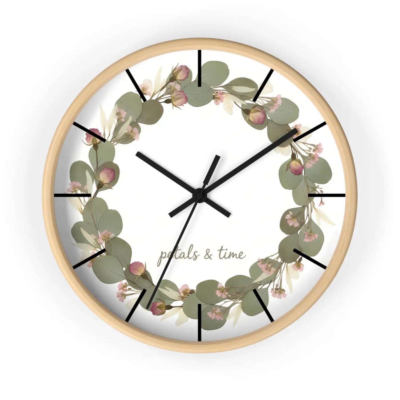 Eucalyptus Wreath Wall Clock – Whisper Quiet - Dipaliz