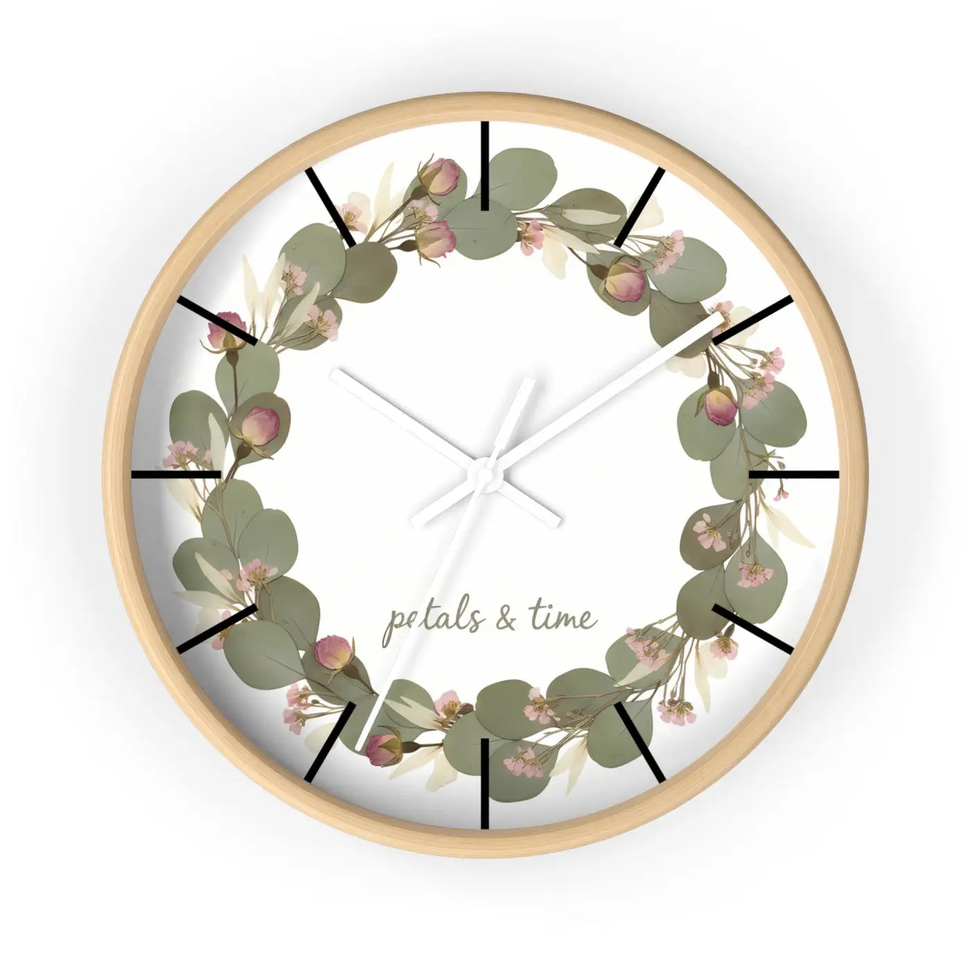 Eucalyptus Wreath Wall Clock – Whisper Quiet - Dipaliz
