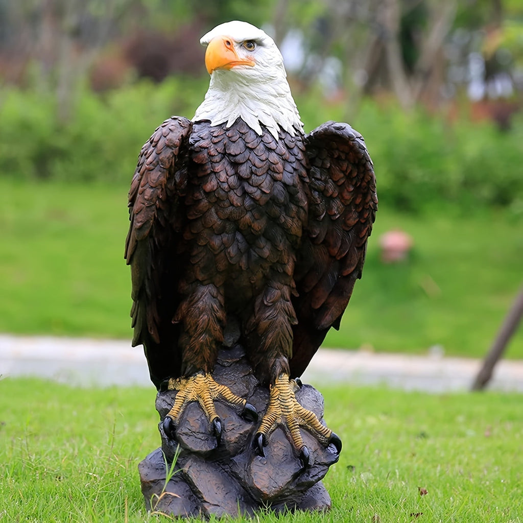 13" H x 24.4" L Large Standing Bald Eagle Garden Statue