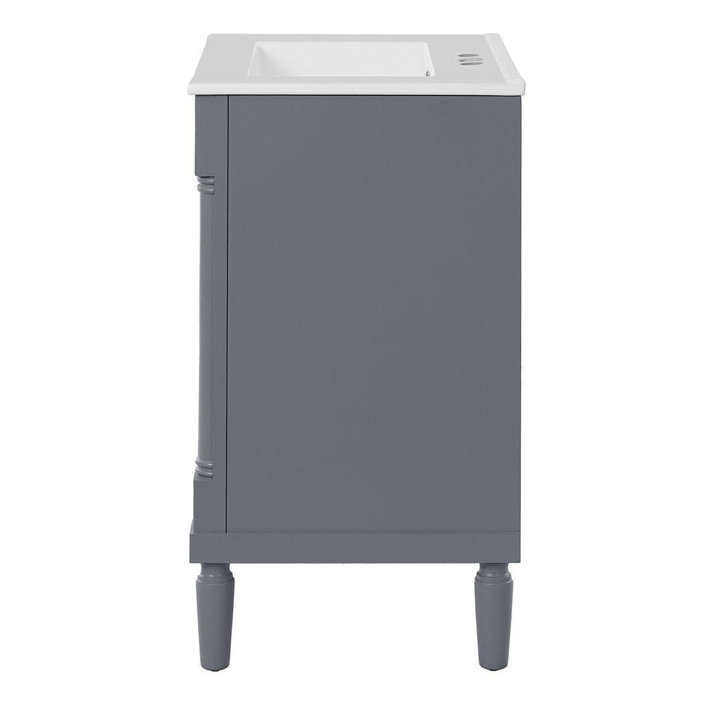 Bathroom Vanity With Top Sink, 2 Tier Storage Cabinet