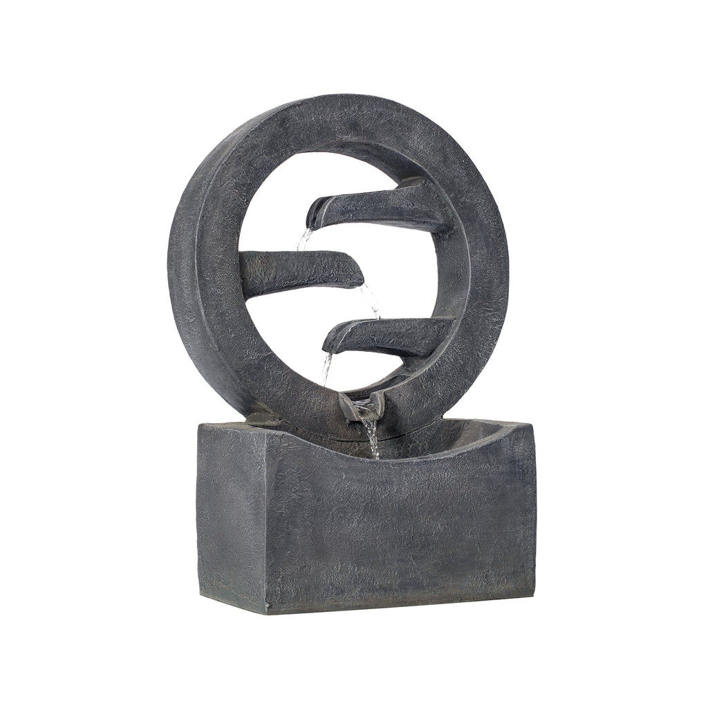 26.77'H Gray Circular Polyresin Outdoor Water Fountain with LED Light