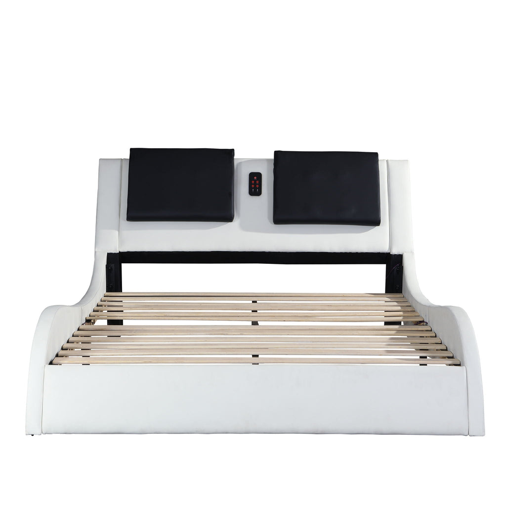 Platform Bed Frame With LED Lighting, tooth Music, Vibration Massage