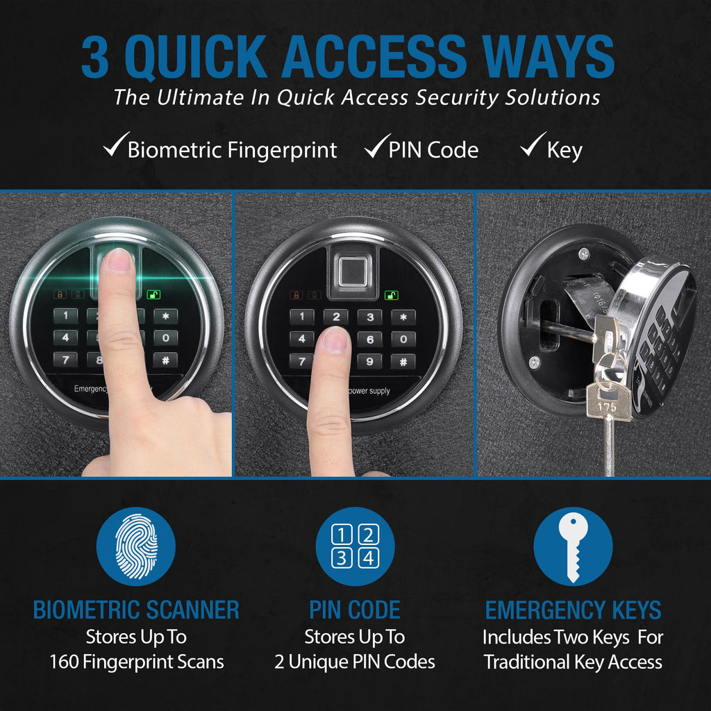 2.02 Cubic Ft Biometric Keypad Fire Resistant Safe