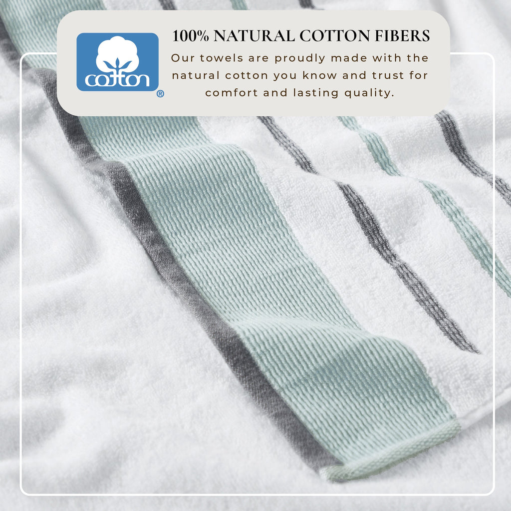 Decorative Cotton Stripe Bath Towel Set - Noelle Collection