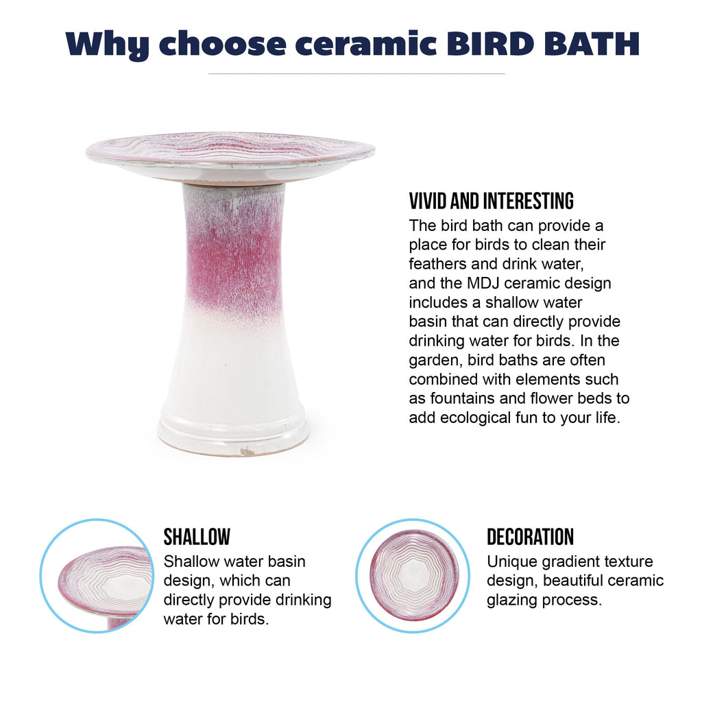 Handmade Glazed Ceramic Bird Bath