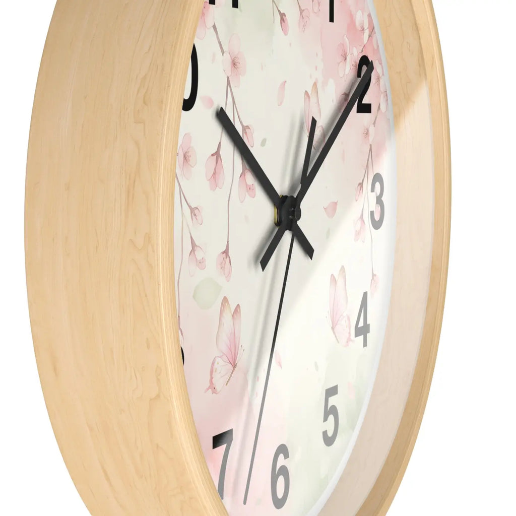 Cherry Blossom Wall Clock – Watercolor Floral Design - Dipaliz