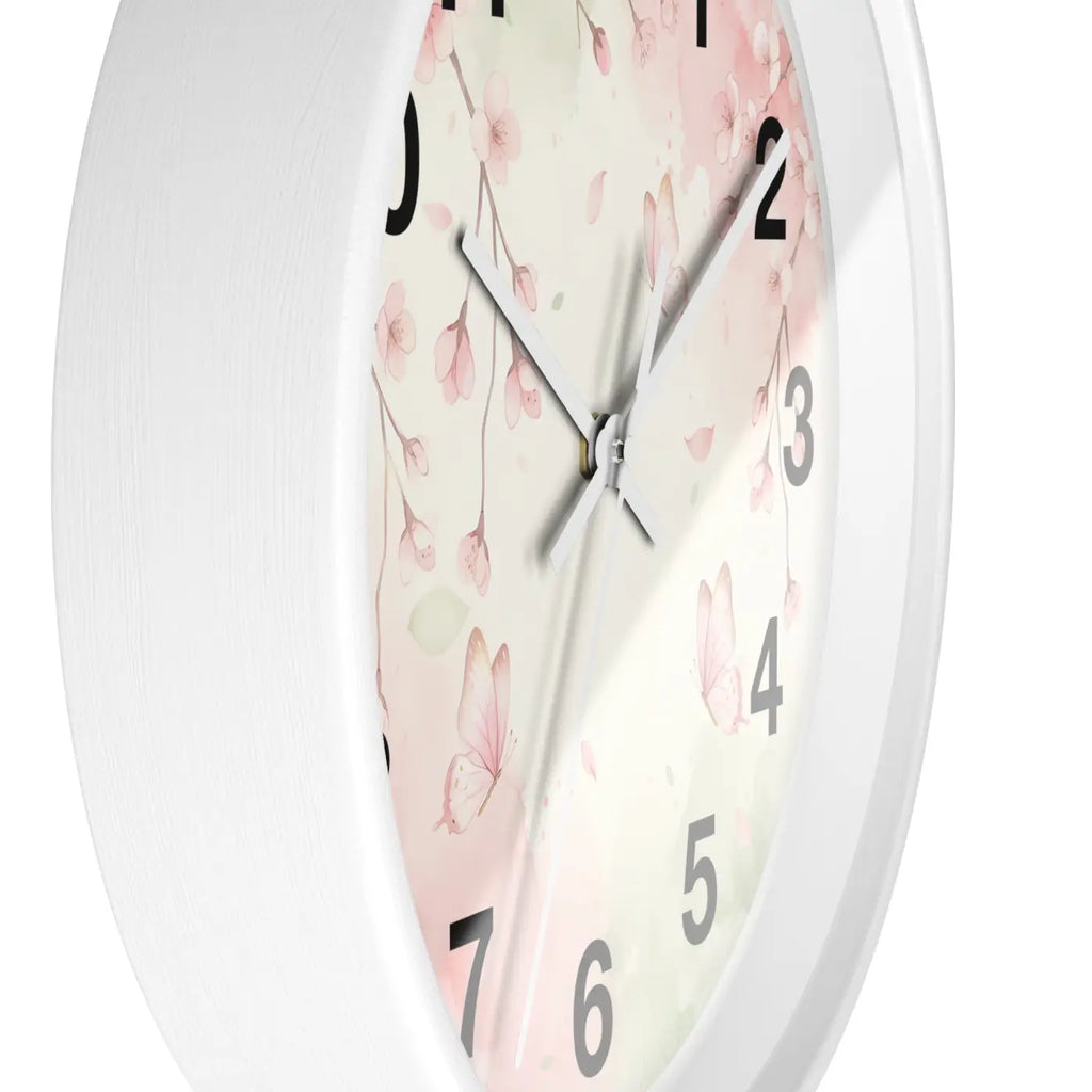 Cherry Blossom Wall Clock – Watercolor Floral Design - Dipaliz